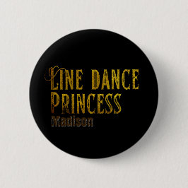 Line dance prinses gouden naam ronde button 5,7 cm