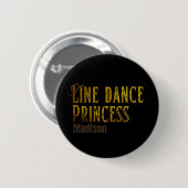 Line dance prinses gouden naam ronde button 5,7 cm (Voorkant /achterkant)