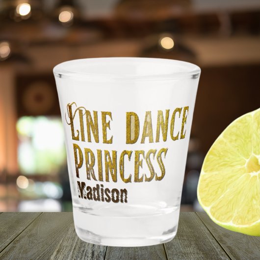 Line dance prinses gouden naam shot glas