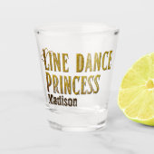 Line dance prinses gouden naam shot glas (Voorkant)