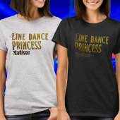 Line dance prinses gouden naam t-shirt