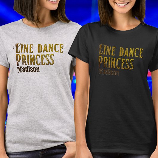 Line dance prinses gouden naam t-shirt