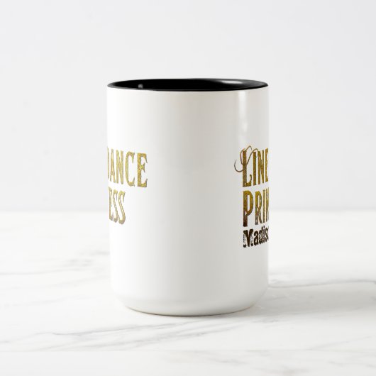 Line dance prinses gouden naam tweekleurige koffiemok (Center)