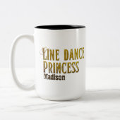 Line dance prinses gouden naam tweekleurige koffiemok (Links)