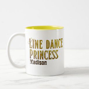 Line dance prinses gouden naam tweekleurige koffiemok