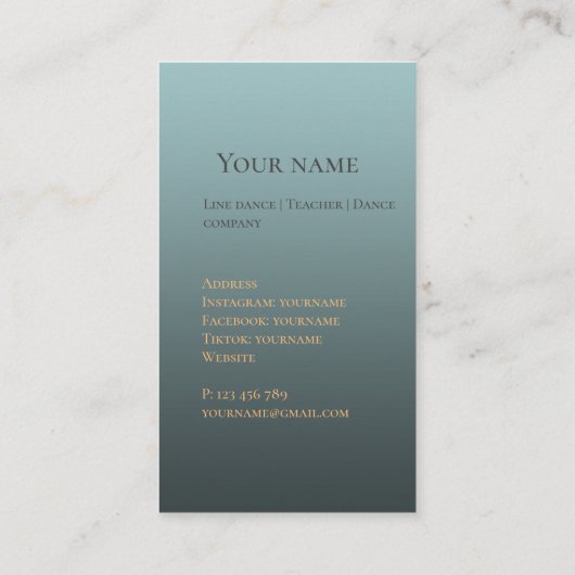 Line dance Studio instructor Visitekaartje (Achterkant)