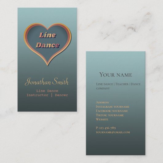 Line dance Studio instructor Visitekaartje (Voorkant / Achterkant)
