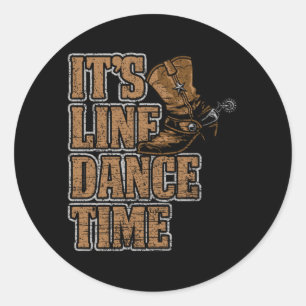 Line Dance Time Country Music Boots Hobby Gift Ronde Sticker