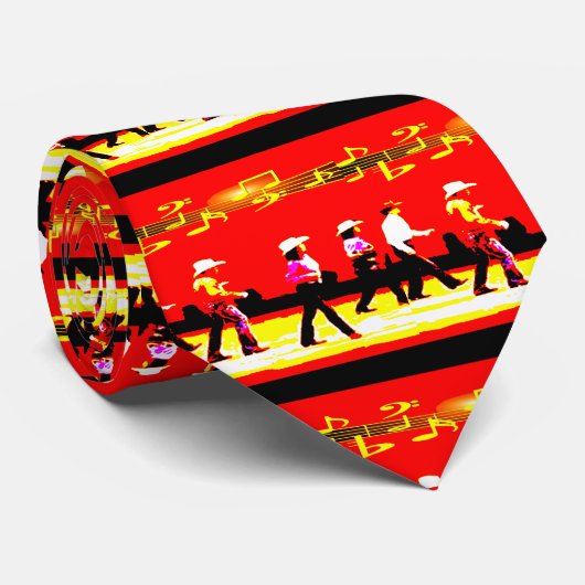 Line Dancer en Music Symbols Print Necktie Stropdas (Opgerold)