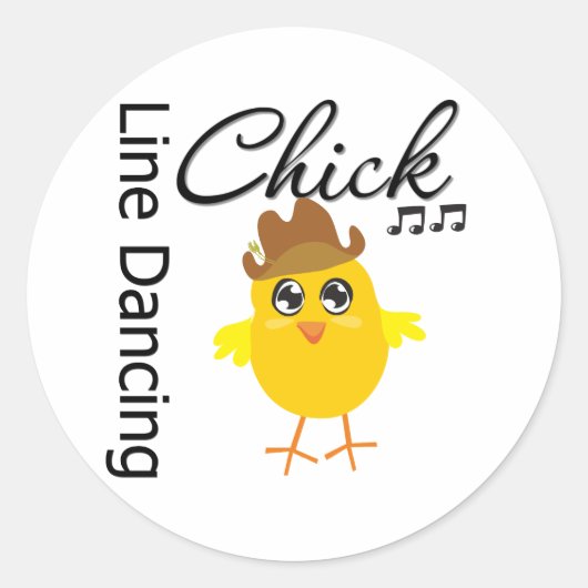 Line Dancing Chick Ronde Sticker (Voorkant)