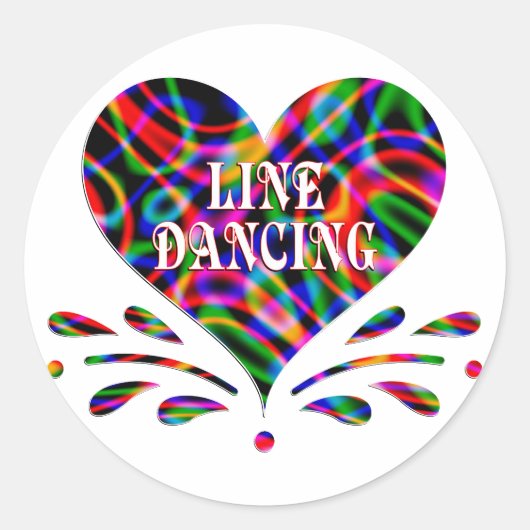 Line Dancing Fun Heart Ronde Sticker (Voorkant)