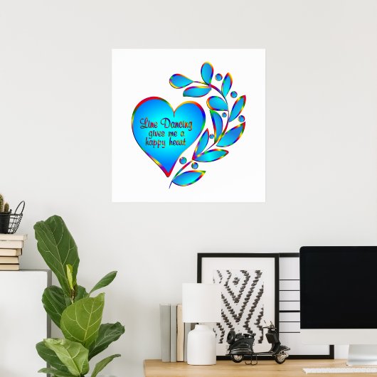 Line Dancing Happy Heart Poster (Thuiskantoor)