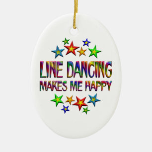Line Dancing Happy Keramisch Ornament