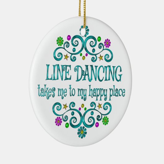 Line Dancing Happy Place Keramisch Ornament (Rechts)