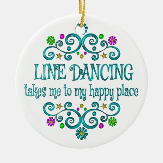 Line Dancing Happy Place Keramisch Ornament (Voorkant)
