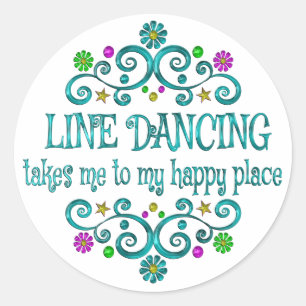 Line Dancing Happy Place Ronde Sticker