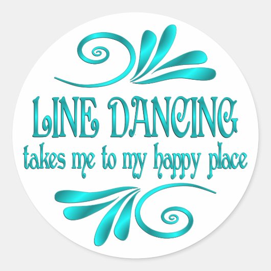 Line Dancing Happy Place Ronde Sticker (Voorkant)