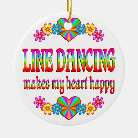 Line Dancing Heart Happy Keramisch Ornament (Voorkant)