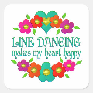Line Dancing Heart Happy Vierkante Sticker