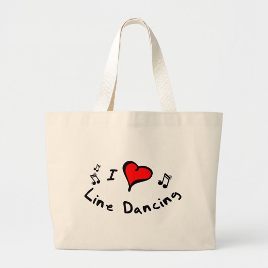 Line Dancing I Heart-Love Gift Grote Tote Bag (Voorkant)