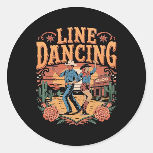 Line Dancing Line Dance Team Ronde Sticker (Voorkant)