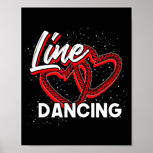 Line Dancing Lover Cowboy Valentines Day Gift Line Poster (Voorkant)