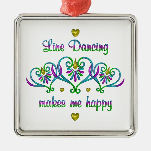 Line Dancing maakt me gelukkig Metalen Ornament (Voorkant)