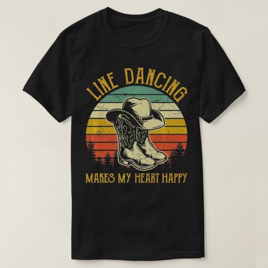 Line Dancing maakt mijn hart Happy Tshirt land (Design voorkant)