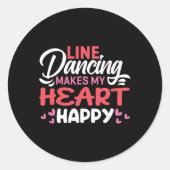 Line Dancing Makes My Heart Happy Funny Line Ronde Sticker (Voorkant)