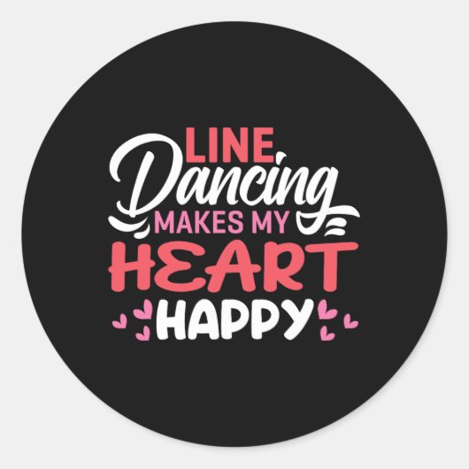 Line Dancing Makes My Heart Happy Funny Line Ronde Sticker (Voorkant)