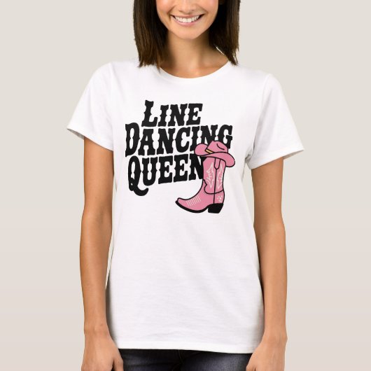 Line Dancing Queen Schattige Cowgirl Laarzen Weste T-shirt (Voorkant)