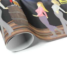 Line Dancing Vrouwen Met Voorzichtig Teken Cadeaupapier