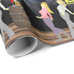 Line Dancing Vrouwen Met Voorzichtig Teken Cadeaupapier