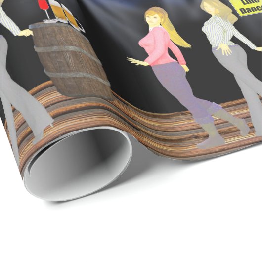 Line Dancing Vrouwen Met Voorzichtig Teken Cadeaupapier (Rol Hoek)