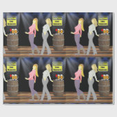 Line Dancing Vrouwen Met Voorzichtig Teken Cadeaupapier (Vlak)