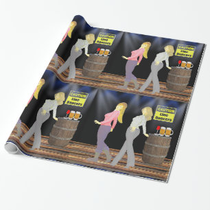 Line Dancing Vrouwen Met Voorzichtig Teken Cadeaupapier