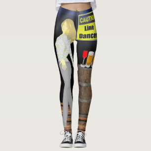 Line Dancing Vrouwen Met Voorzichtig Teken Leggings