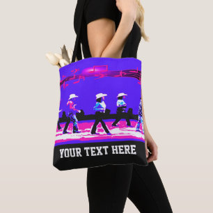Line Dancing Western Groep Blauw (JOUW TEKST) Tote Bag
