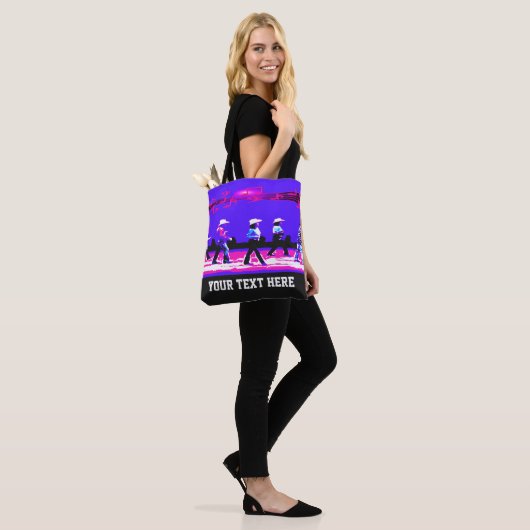 Line Dancing Western Groep Blauw (JOUW TEKST) Tote Bag (Op model)