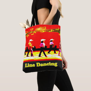 Line Dancing Western Groep Rood Zwart Tote Bag