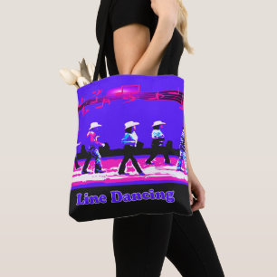 Line Dancing Western Group Blue Black Pink Tote Bag
