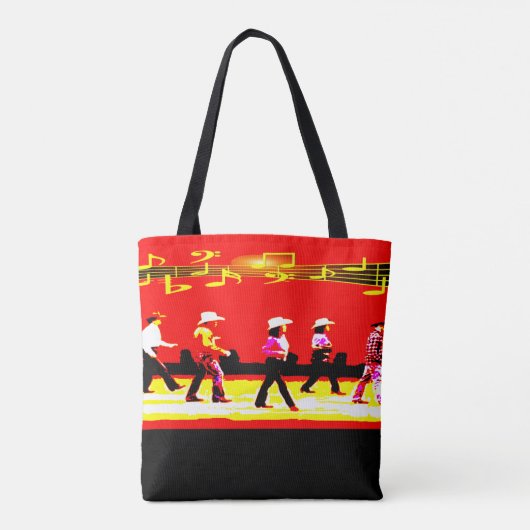 Line Dancing Western Group Red Black Tote Bag (Achterkant)