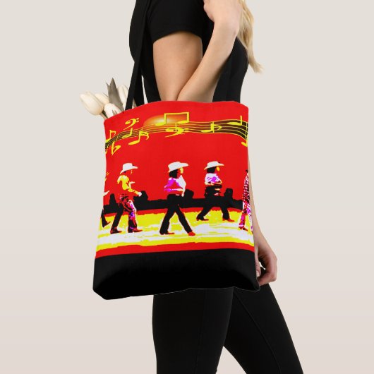 Line Dancing Western Group Red Black Tote Bag (Dichtbij)