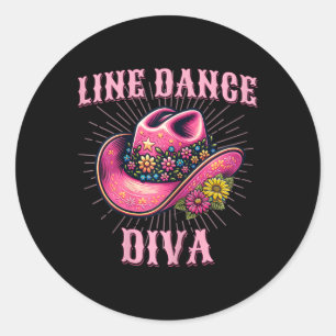 Line Dancing Western Roze Cowgirl Pet Line Dance D Ronde Sticker