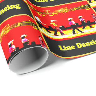 Line Dancing Westerne Groep Rood Zwart Geel Cadeaupapier