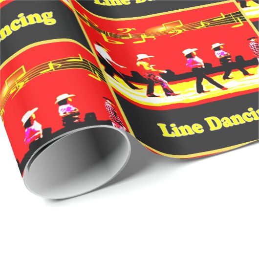 Line Dancing Westerne Groep Rood Zwart Geel Cadeaupapier (Rol Hoek)