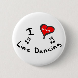 Line Dansende Gifts - I Heart Line Dancing Ronde Button 5,7 Cm