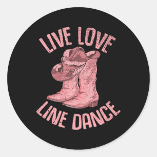 Line Dansing Cowboy Boots Pet Line Dancer Line Dan Ronde Sticker