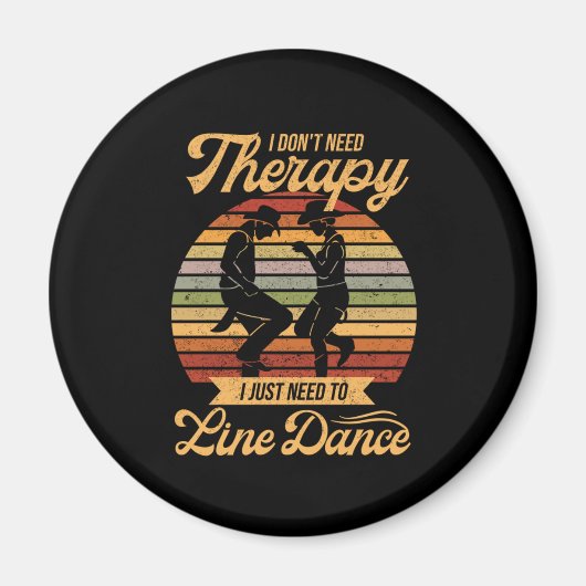 Line Dansing is mijn Therapy Retro Line Dancer Gif Magneet (Voorkant)