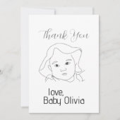 Line Drawing Baby's Face DANK U Kaart (Voorkant)